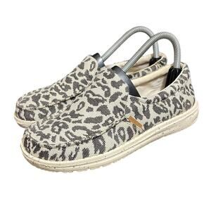 Hey Dude Misty Woven Cheetah‎ Gray Shoes Women Slip On Size 7 Boho Casual